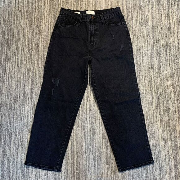 New Universal Thread Womens Sz 10 Vintage Straight Leg Denim Jeans Black Stretch - Picture 1 of 9